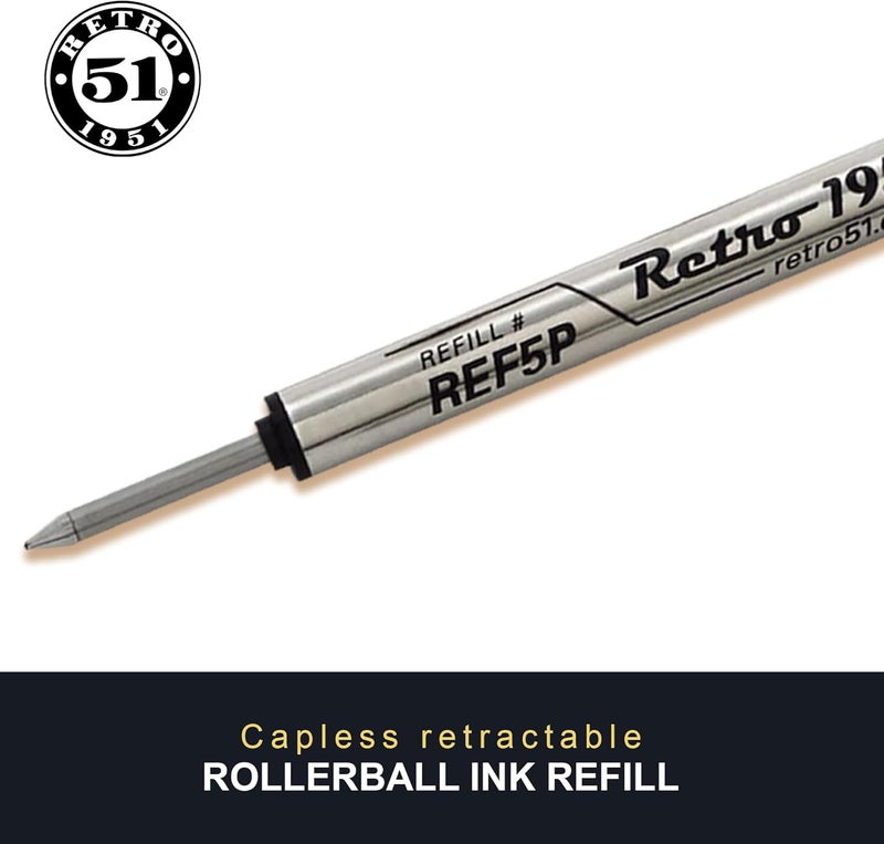 Retro51 Tornado Rollerball Refill Black 3-Pack - Premium German Ink, Smooth Writing, Compatible with Tornado Pens - Image 2